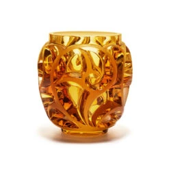 Lalique Tourbillons 8 1/8" Amber Crystal Vase, Limited Edition