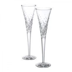 Waterford Crystal, Wishes Happy Celebrations Flutes, Pair