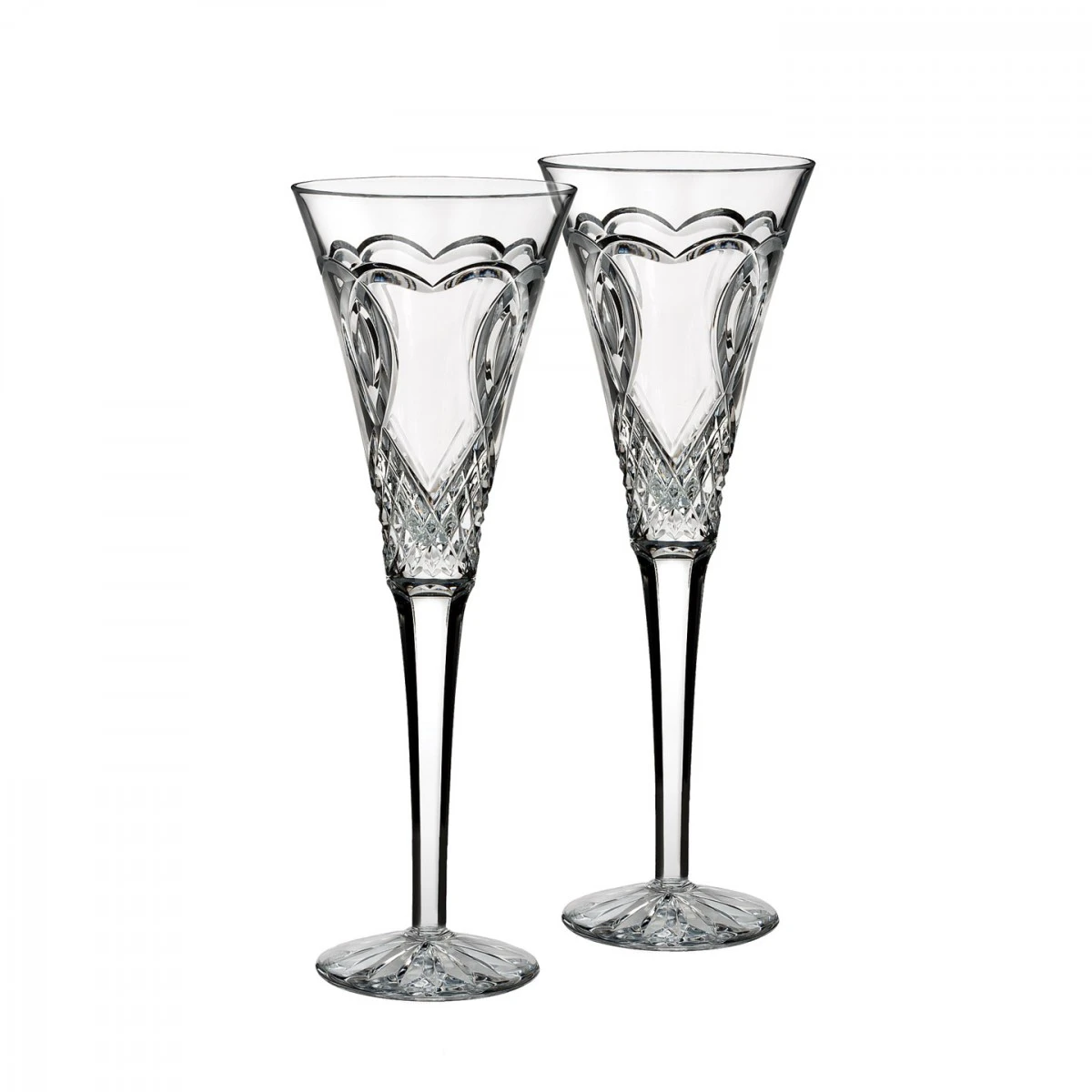 Waterford Crystal Wedding Toasting Flutes, Pair 3 Waterford Crystal Wedding Toasting Flutes, Pair