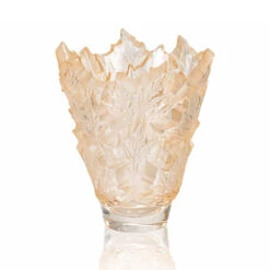 Lalique Champs Elysees 13" Vase, Gold Luster
