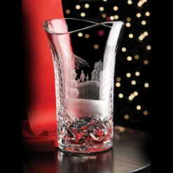 Cashs Ireland, Crystal Art Collection, 9" Footprints In The Snow Vase, Limited Edition