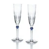 Baccarat Harcourt Eve Champagne Flutes, Blue Knob, Pair -Best Glassware Store 2811092B a1