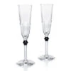 Baccarat Harcourt Eve Champagne Flute Black Knob, Pair -Best Glassware Store 2814042B a1