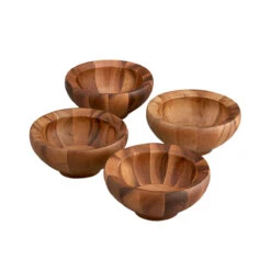 Nambe Wood Yaro Individual Salad Bowls, Set Of 4