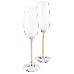 Swarovski Crystalline Toasting Flutes, Gold Tone Pair