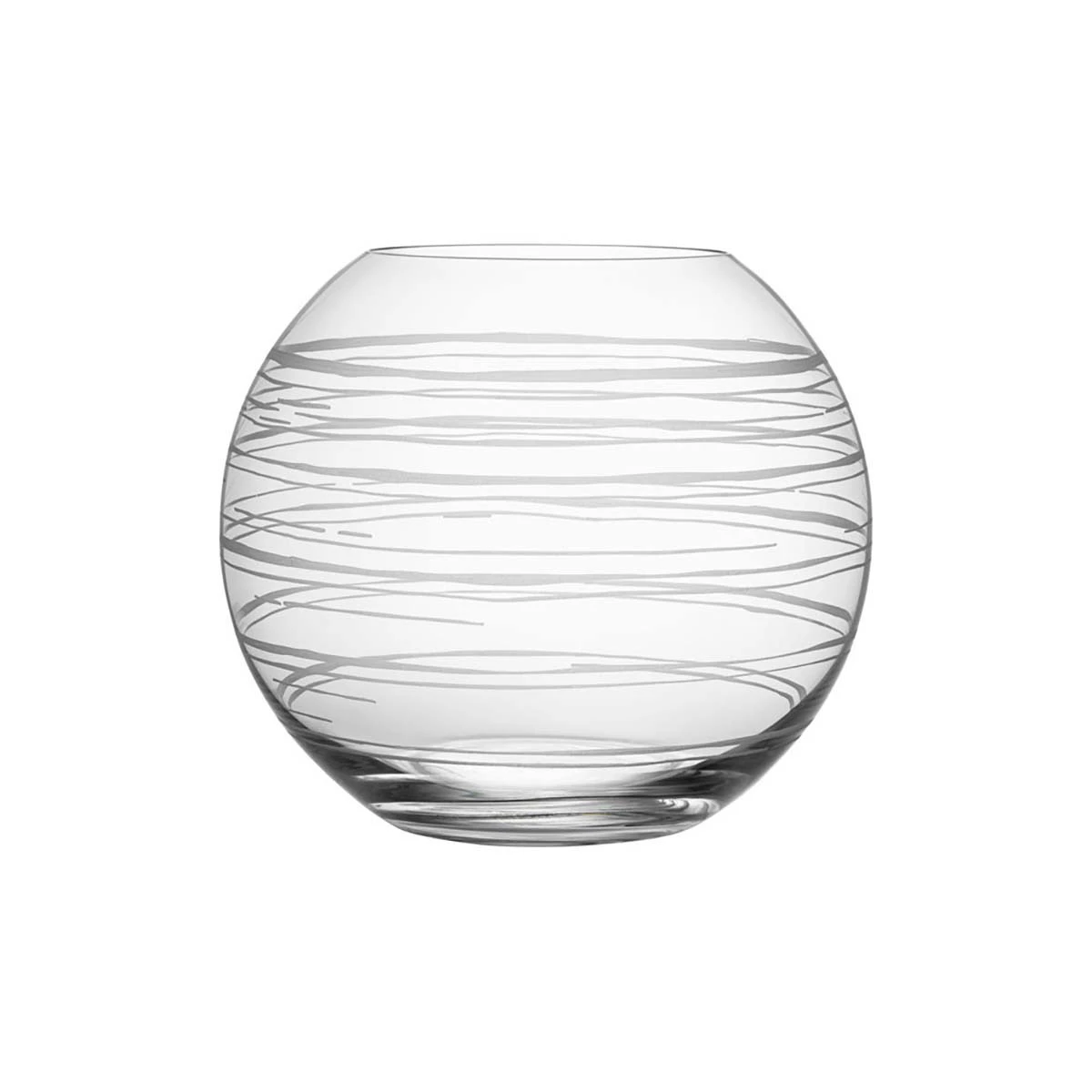 Orrefors Crystal, 8.07" Graphic Round Vase 3 Orrefors Crystal, 8.07" Graphic Round Vase