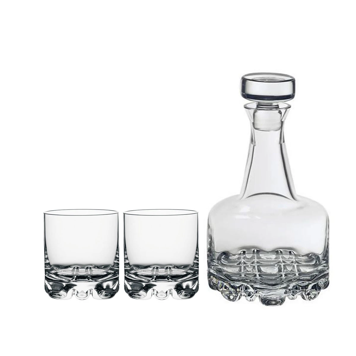 Orrefors Crystal, Erik Crystal Decanter And 2 Crystal DOF Tumbler Barware Set 3 Orrefors Crystal, Erik Crystal Decanter And 2 Crystal DOF Tumbler Barware Set