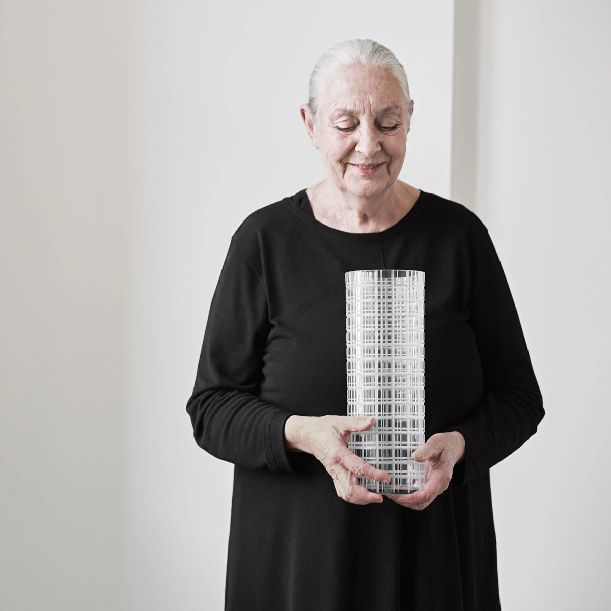 Orrefors Cut In Number Checker 13" Vase Large 4 Orrefors Cut In Number Checker 13" Vase Large - Image 2