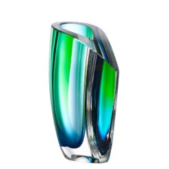 Kosta Boda Mirage 8" Vase, Blue And Green