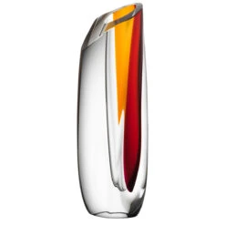 Kosta Boda 14" Saraband Vase Red, Amber