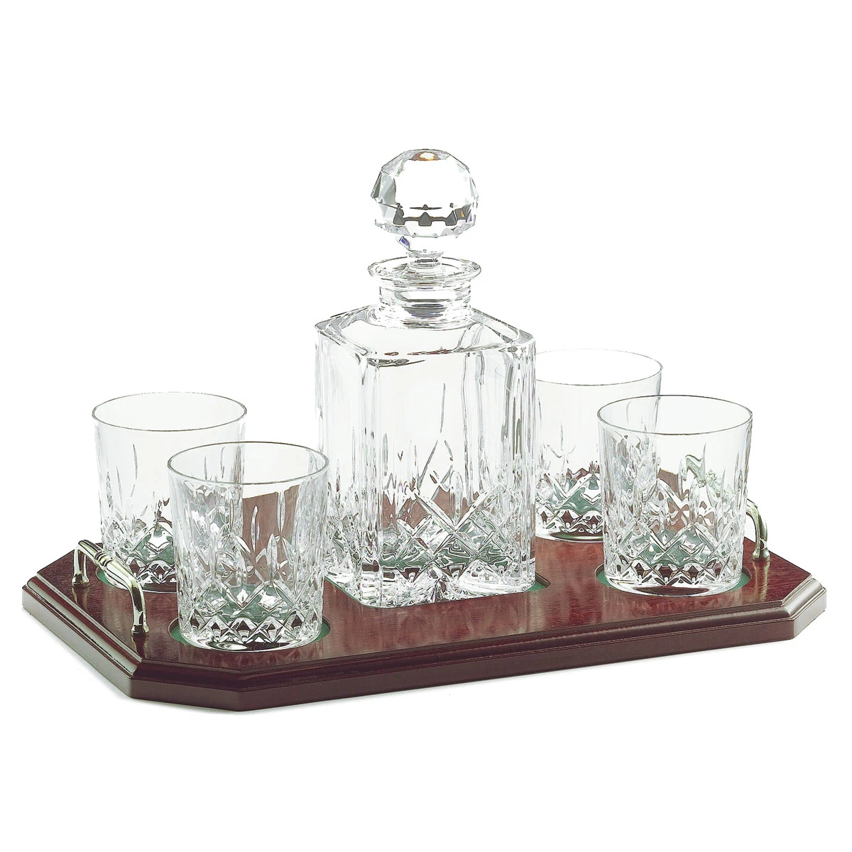 Galway Longford Square Decanter And DOF On Tray Set 3 Galway Longford Square Decanter And DOF On Tray Set
