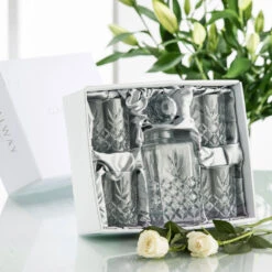 Galway Renmore Whiskey Decanter Set With 4 DOF Glasses