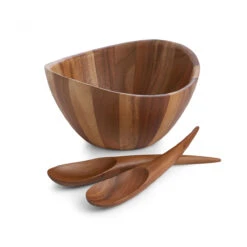 Nambe 11 1/2" Wood Gourmet Harmony 3 Piece Salad Bowl Set -Best Glassware Store MT0582N a1