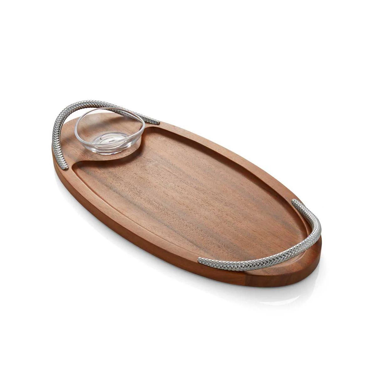 Nambe Braid Serving Wood Board With Dipping Bowl 4 Nambe Braid Serving Wood Board With Dipping Bowl - Image 2